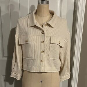 Blu Pepper Off-White Button-Up Utility Jacket